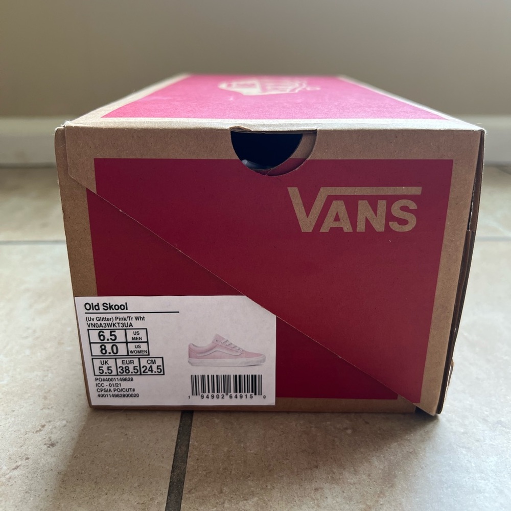 Vans Old School UV White/Pink Glitter Sneakers US Women’s 8 / US Men’s 6.5 - Picture 13 of 14
